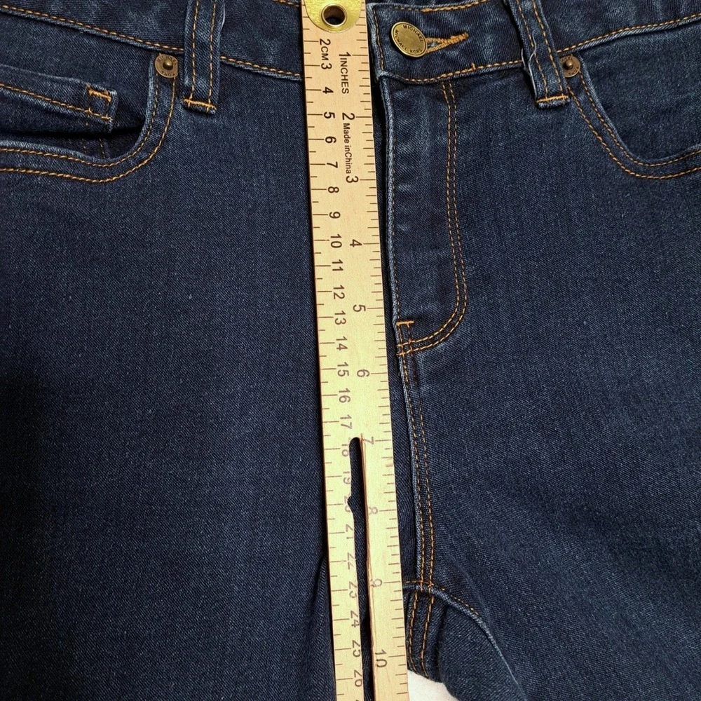 Michael Kors Womens 8 Dark Wash Cropped Skinny Jeans MK Logo‎ Gold Hardware
